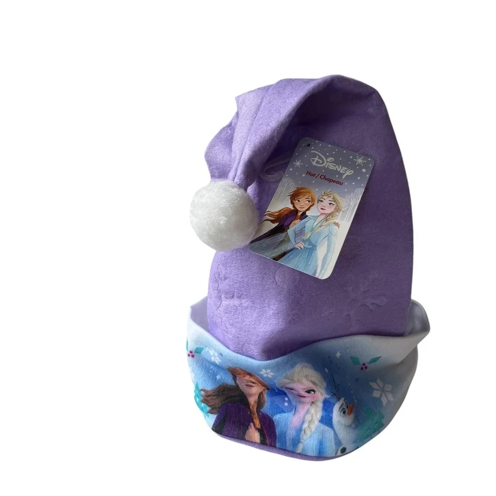 Disney Frozen 2 Purple Santa Hat‎ Elsa Anna Olaf Snowflake Embossed NWT